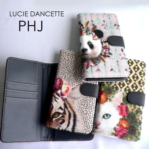 LUCIE DANCETTE リュシー ダンセット PHON CASE 手帳型 スライド スマホケースPHJ 猫/ネコ/犬/イヌ/プードル/トラ/馬/パンダ
