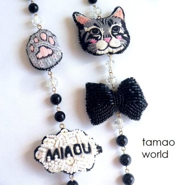 tamao world タマオワールド ネックレス 刺繍ネックレス猫と吹き出し NEK2009 猫 neko ネコ ねこ