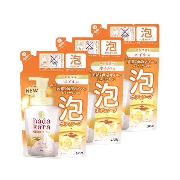 hadakara(ハダカラ) ボディーソープ 泡タイプ オイルイン リッチローズの香り 詰め替え 420ml×3個