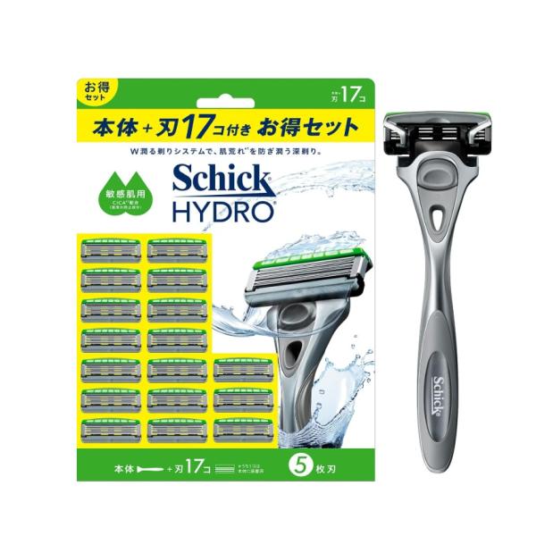 Schick(シック) ハイドロ 敏感肌 クラブパック（本体＋刃１７コ）男性用 髭剃り カミソリ