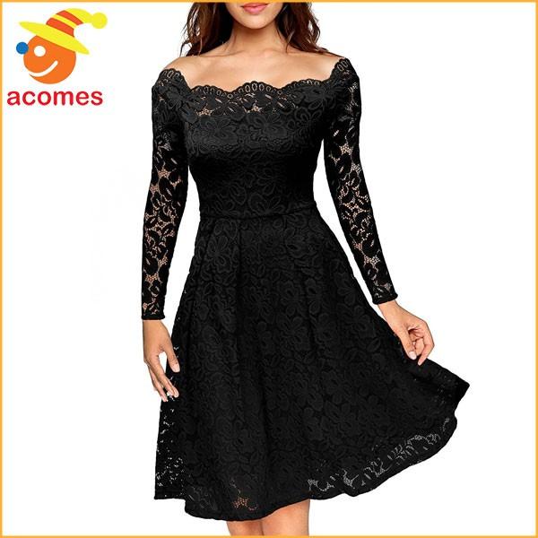 本物セール 謝恩会 大人用 ワンピース長袖 ロングスリーブ レース ブラック パーティードレス カクテル Aiuqf 東京正規取扱店 Www Tiendaofertas365 Com