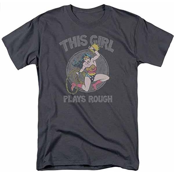 ワンダーウーマン Tシャツ Plays Rough グレー 大人 女性 レディース Dcコミックス ヒーロー キャラクター ファッション アパレル グッズ 通常便なら 送料無料 アカムスyahoo 店 通販 Yahoo ショッピング