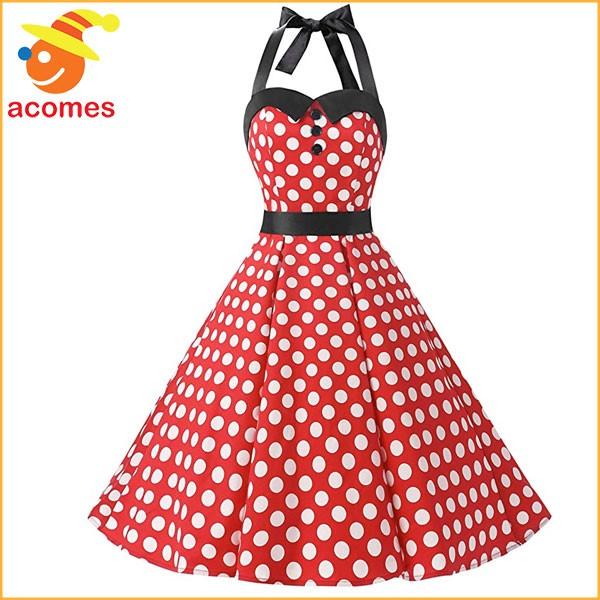ミニーちゃん コスプレ レトロドレス オールディーズ 衣装 ヴィンテージ ポルカドット カクテル ドレス レッド 50年代 60年代 ロカビリー ダッパー デイ アカムスyahoo 店 通販 Yahoo ショッピング