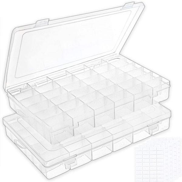 クリアケース 小物 手芸用品 36 収納 ケース ２個セット 透明 ボックス 調整可能な仕切り 便利 ラベルステッカー付き オーガナイザー アカムスyahoo 店 通販 Yahoo ショッピング