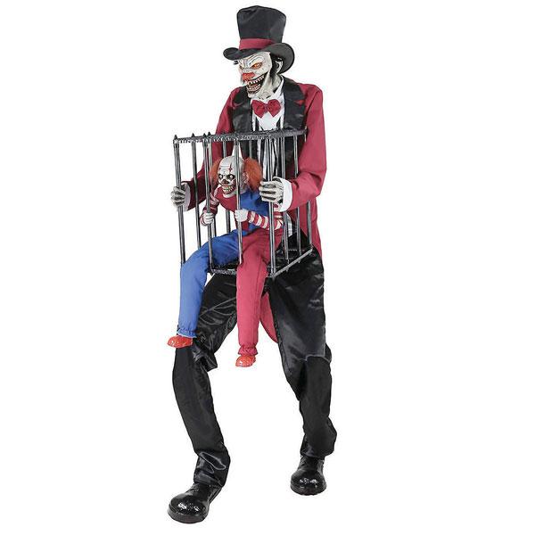 ハロウィン 飾り 動く しゃべる サーカス団長とケージのピエロ 怖い 不気味 飾り付け アカムスyahoo 店 通販 Yahoo ショッピング