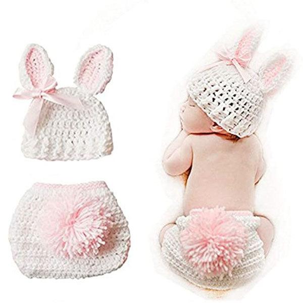 ベビー 赤ちゃん コスチューム 衣装 ウサギ うさぎ 兎 ラビット イースター リボン 白 ピンク ニューボンフォト 新生児 写真 撮影 動物 アニマル 可愛い アカムスyahoo 店 通販 Yahoo ショッピング