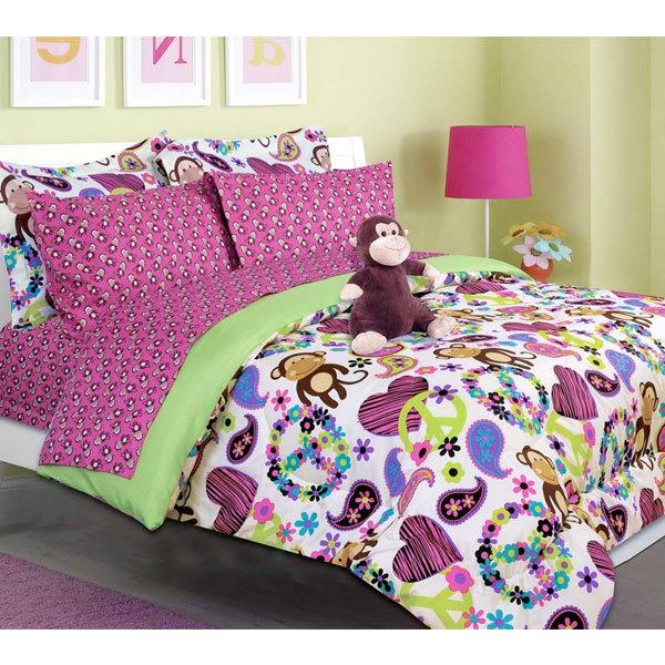ガールズ デザイン ベッド シーツセット 布団 枕カバー ぬいぐるみ セット 6ピース ツイン シングル 女の子 海外 子供部屋 モンキー 猿 ラブ ピース アカムスyahoo 店 通販 Yahoo ショッピング