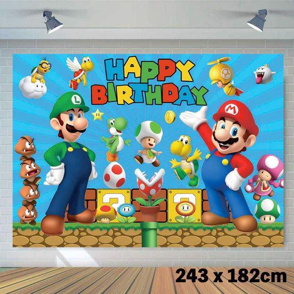 スーパーマリオ グッズ 誕生日 バナー 2 4mx1 8mデコレーション フォトプロップス 壁紙 バースデー パーティー 撮影 装飾 ルイージ キノピオ ヨッシー アカムスyahoo 店 通販 Yahoo ショッピング