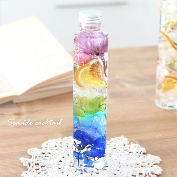 完成品】 ハーバリウム（シーサイドカクテル） 海辺 海 青 夏
