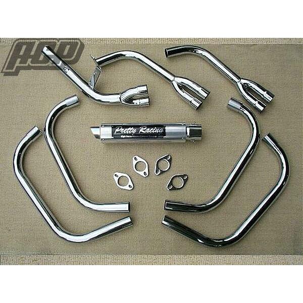 SUZUKI GSX400FS プリティー製 流(タイプ３) 4-2-1 マフラー メッキ [GSX400FS] スズキ プリティー製 GSX400FS 改 タイプ3 4-2-1 マフラー メッキ