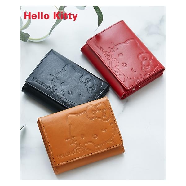 ハローキティ ファッション雑貨 HELLO KITTY 本革 ガバっと開く 二つ折