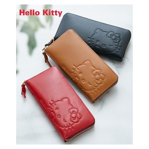 ハローキティ ファッション雑貨 HELLO KITTY 本革 ラウンドファスナー