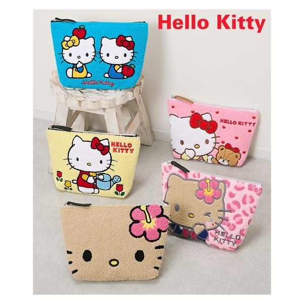 バッグ（鞄） ハローキティ さがらポーチ ハローキティ Hello Kitty サンリオ さがら刺しゅう キャラクターポーチ 化粧ポーチ 小物入れ (アクアカルダ)