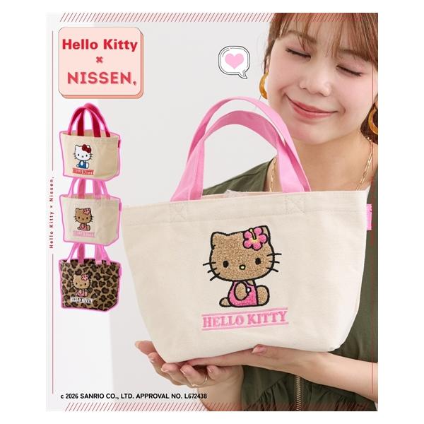 バッグ（鞄） HELLO KITTY ハローキティ サガラ刺しゅう シンプル ランチトート ミニトート キャラクター 日焼けハローキティ サンリオ キティ (アクアカルダ)