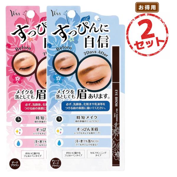 アイブロウST セルフタンニングタイプ 2本セット 落ちにくい眉ペン フェルトペンタイプ 眉専用アイブロウ メイク時短 眉メイク スポーツ 海 プール 温泉