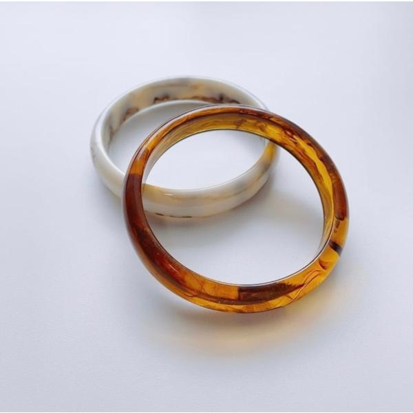 Lune bracelet レディース メンズ マーブル バングル ベージュ
