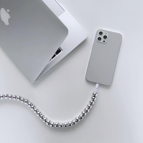 iPhone用シルバーボールUSB充電ケーブルAタイプ USB 充電 ケーブル