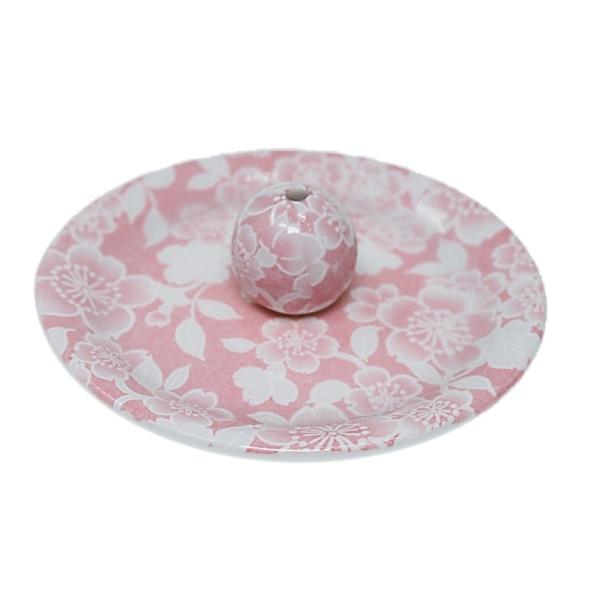 桜友禅 ピンク 丸香皿 お香立て お香たて 陶器 日本製 ACS WEB SHOPオリジナル 9-26