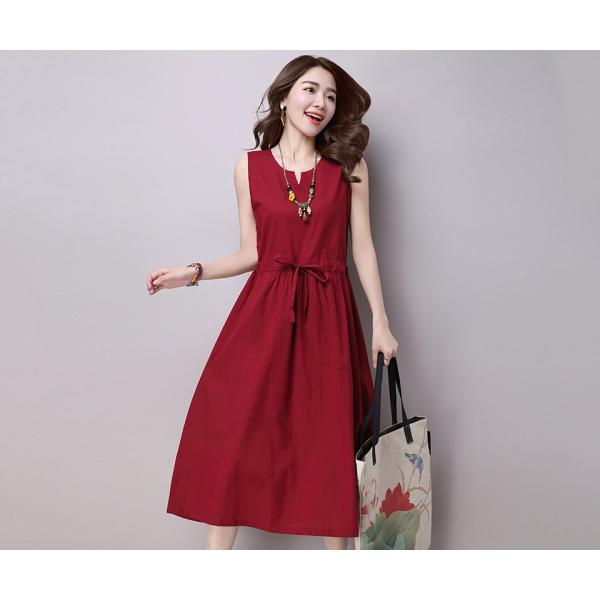 ワンピース ロングワンピース ミモレ丈 春 夏 新作 コットンリネン 綿 麻 天然素材 M L Xl ワインレッド ライトグリーン Buyee 日本代购平台 产品购物网站大全 Buyee一站式代购 Bot Online