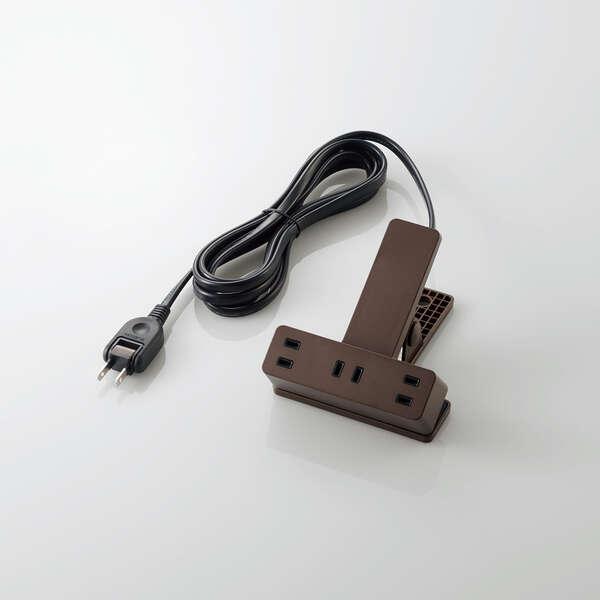 ELECOM シャッター雷ガード付クリップタップ [2.5m/3個口/スイングプラグ] 《ブラウン》 (T-KF03-2325BR)