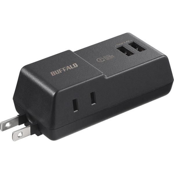 Buffalo コンセント付きAC充電器 [USB×2/2.4A] 《ブラック》 (BMPA24TP2BK)