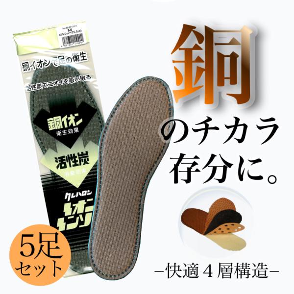 木原産業 インソール セット 5足 中敷き 蒸れ 足ムレ 対策 消臭 薄い 