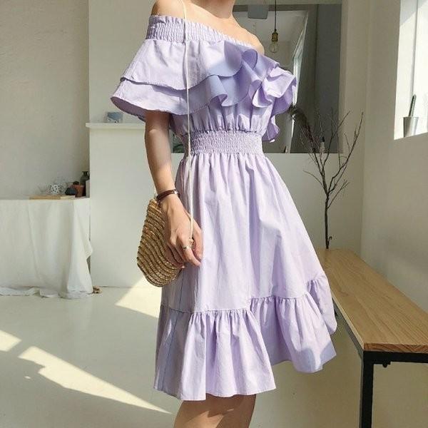ワンピース オフショルダー フリル ワンピース パープル 夏 ２way お呼ばれ ビーチ 通学 Buyee 日本代购平台 产品购物网站大全 Buyee一站式代购 Bot Online