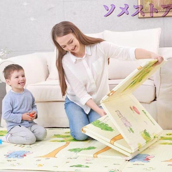 「ランキング1位」  プレイマット 折りたたみ 大判 おしゃれ 防水 赤ちゃん ベビー キッズ 子供 クッション 北欧 持ち運び マット 身長計