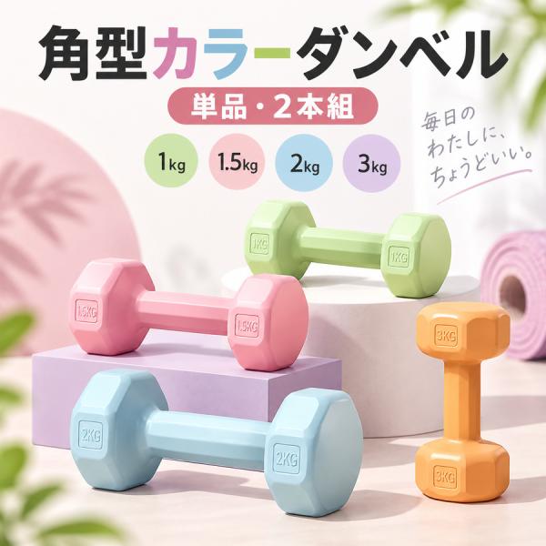 ビニールコートダンベル 単品・2本組 1〜3kg