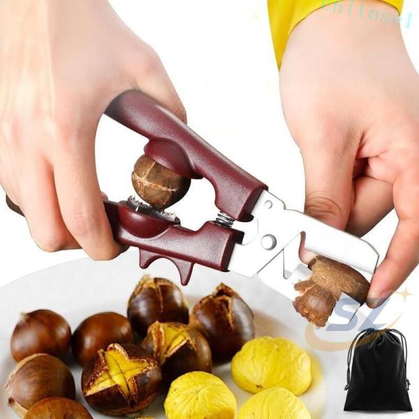 収納バッグ付き 栗剥き器 栗カッター くりむき器 皮むき器 渋皮むき 栗ゾンチーハサミ栗の鬼皮 栗の皮をむく 栗の皮むき鋏 栗爪付き 栗料理 道具 剥く 栗皮むき