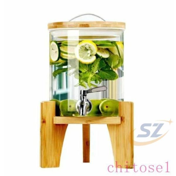 ドリンクサーバー ガラス 大容量1.5L 2.5L 4L 5L 冷水筒 蛇口付き 飲料ポットガラス保存ボトルプボトルゾンチー梅酒 ジュース ビール バレルディスペンサー