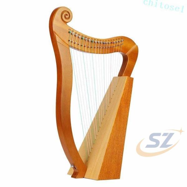 ポータブルアイリッシュハープ ミニ木製ハープ マホガニー弦楽器 チューニングレバー付きゾンチー音楽愛好家へのギフト 19string 使いやすい 実用的