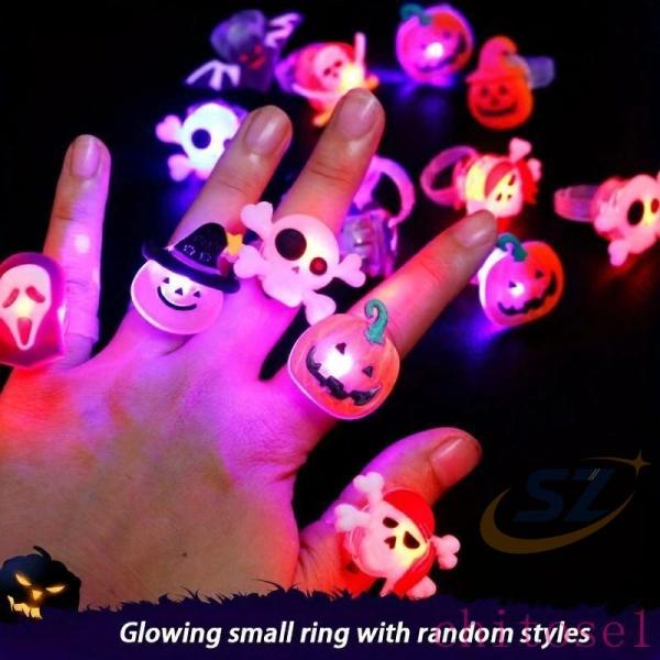 10 個 ハロウィン リング 飾り 光る指輪 Ledリングおもちゃ グロー フィンガーゾンチーライト LED 点滅 パンプキン ブレスレット 子供用 クリ 使いやすい