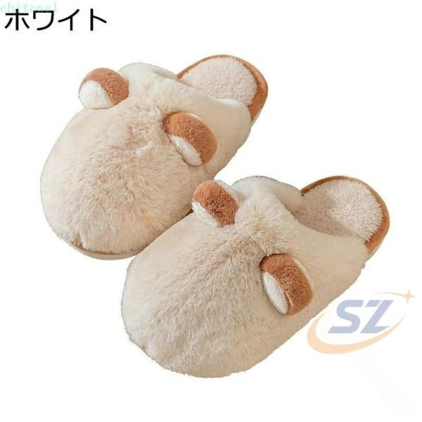 シューズ 春秋冬用 オフィス 軽量 スリッパ ファー 室内履き 来客用 ルーム 暖かいゾンチー室内 ルームスリッパ 冬 クマの耳飾り付き カップル向け 部屋用