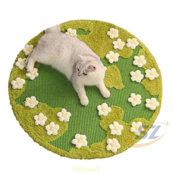 猫用 爪とぎマット 直径80cm スクラッチャーマット ペット マット 爪とぎ 高密度ゾンチー厚手 サイザル麻テクスチャ サイザル麻より柔らかい 爪を傷つけない