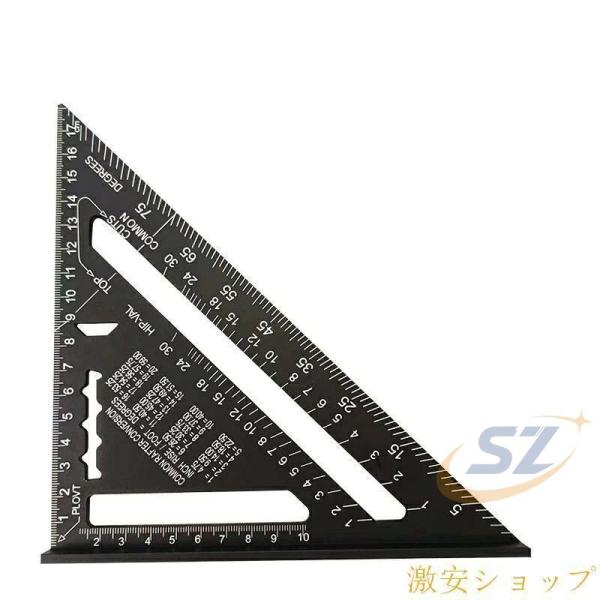 三角定規 木工用 丸鋸定規 直角定規 0-90度 アルミ合金 多角度 ツール 両面目盛り分度器ゾンチークリアスケール 読みやすい 建築製図 強くて丈夫な 測量用品