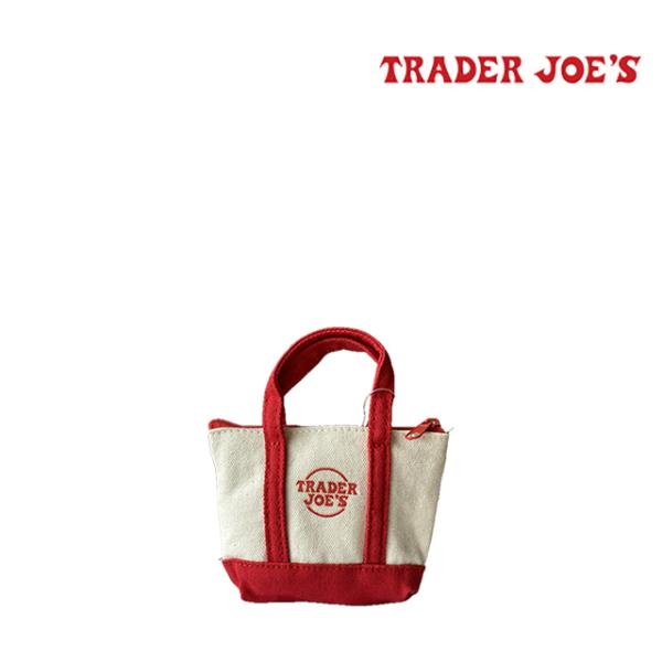 TRADER JOE'S トレーダー ジョーズ キャンバス マイクロ トート ウィズ グローサリー バッグ CANVAS MICRO TOTE WITH GROCERY BAG RED