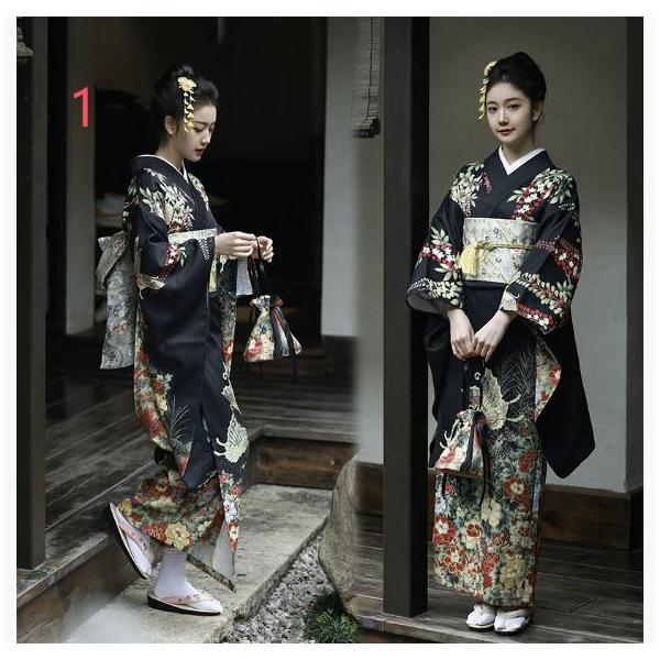和製改良着物女正装伝統ワンピース和製振袖和風浴衣写真撮影衣装です