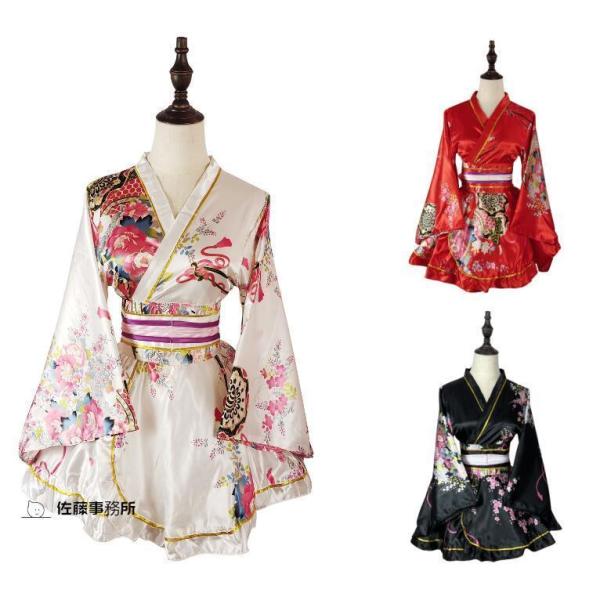 着物 ショート丈 浴衣 桜柄 花魁 コスプレ 着物ドレス 花魁 コスプレ衣装 振袖ドレス 成人式 浴衣 花魁 コスプレ コスチューム 和柄 花魁