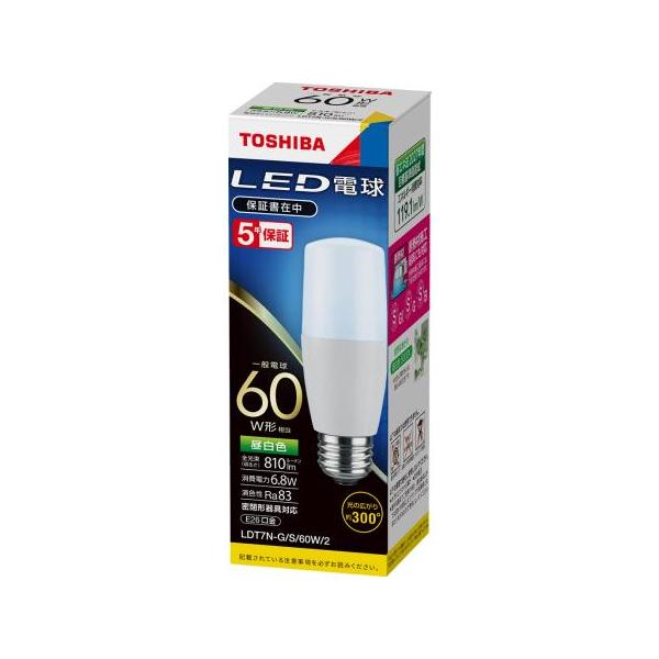東芝ライテック 東芝 LED電球 LDT7N-G/S/60W/2 10個セット 昼白色 T形