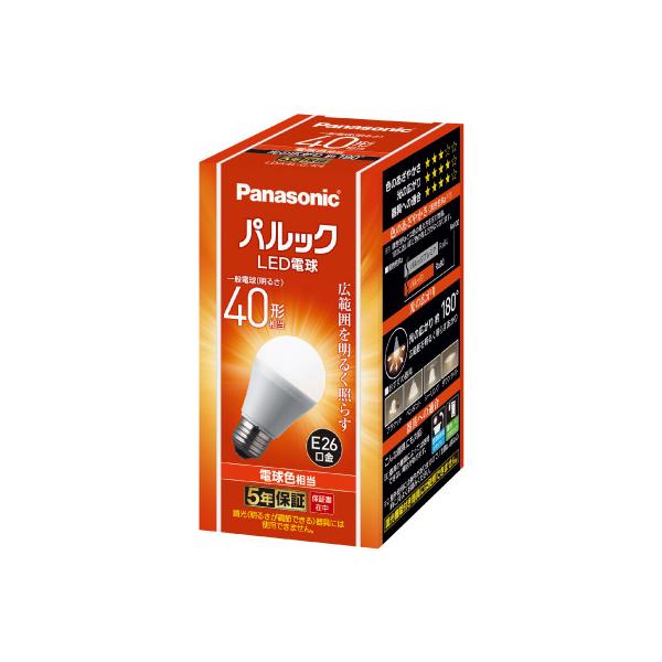 他サイト： パナソニック LED電球 LDA4L-G/K4 電球色相当 40形相当 広配光タイプ E26口金 LDA4LGK4の商品画像