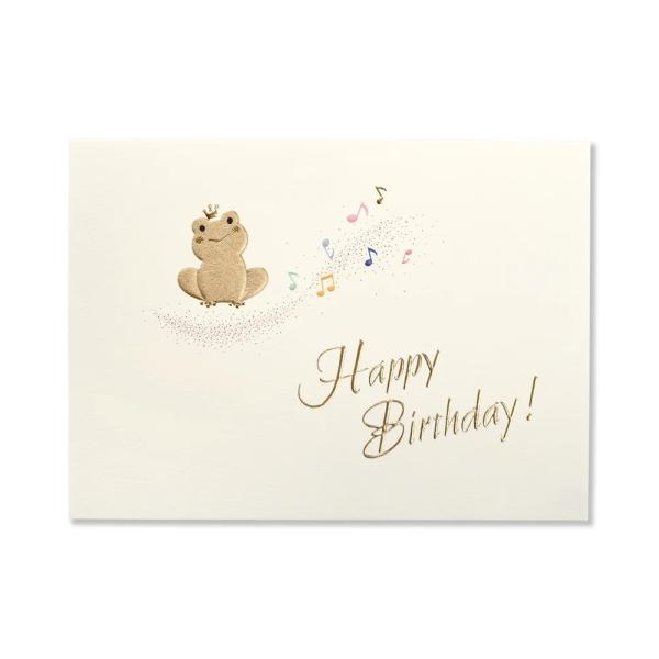 G.C.PRESS　カード　カエル　BIRTH　004-87｜文房具 誕生日カード バースデーカード ラッキーシンボル 蛙 かえる かわいい 音符