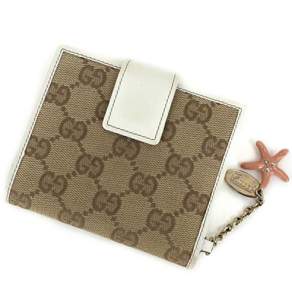 GGキャンバス グッチ 財布 二つ折り 154181 ベージュ×ホワイト gucci