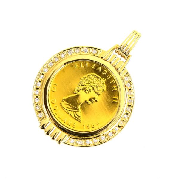 ペンダントトップ メイプルリーフ金貨 メイプル金貨 1/4oz 24k 18k