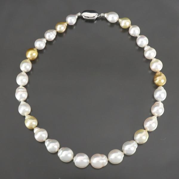 バロックパール ネックレス 白蝶真珠 10.1mm〜12.8mm 40cm ホワイト 