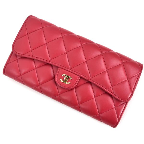 ★最終お値下げ★【極美品】 CHANEL マトラッセ ロングウォレット CHANEL シャネル 長財布 レッド系 ラムスキン クラシックロング