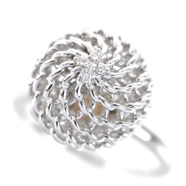 リング ダイヤモンド 0.03ct 18k 18金 ホワイトゴールド 12号 ボール