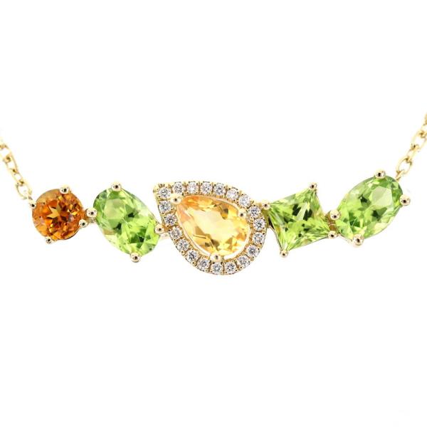 ネックレス シトリントパーズ ペリドット 1.98ct ダイヤモンド