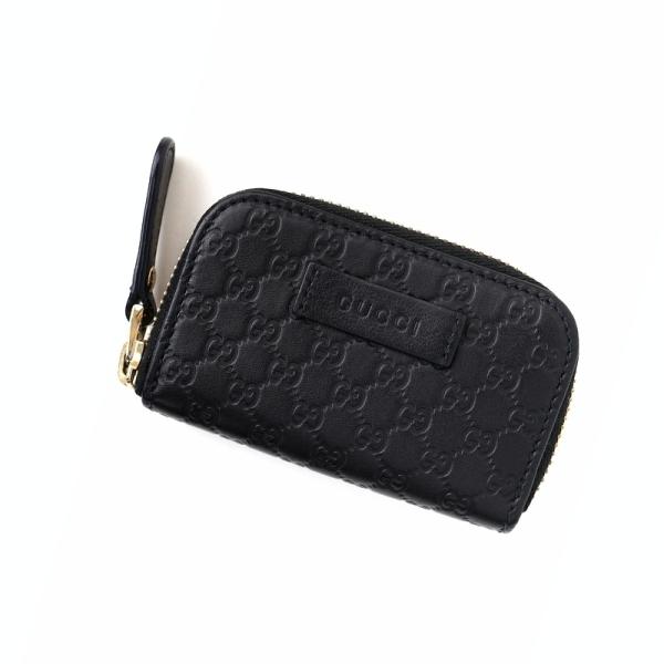【極美品✨】グッチ コインケース ラウンドファスナー GG柄 シマレザー 黒 グッチシマ グッチ コインケース ブラック マイクログッチシマ