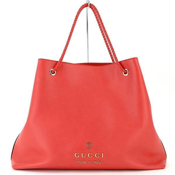 GUCCI（グッチ） トートバッグ レザー レッド 380118 無地 台形 A4